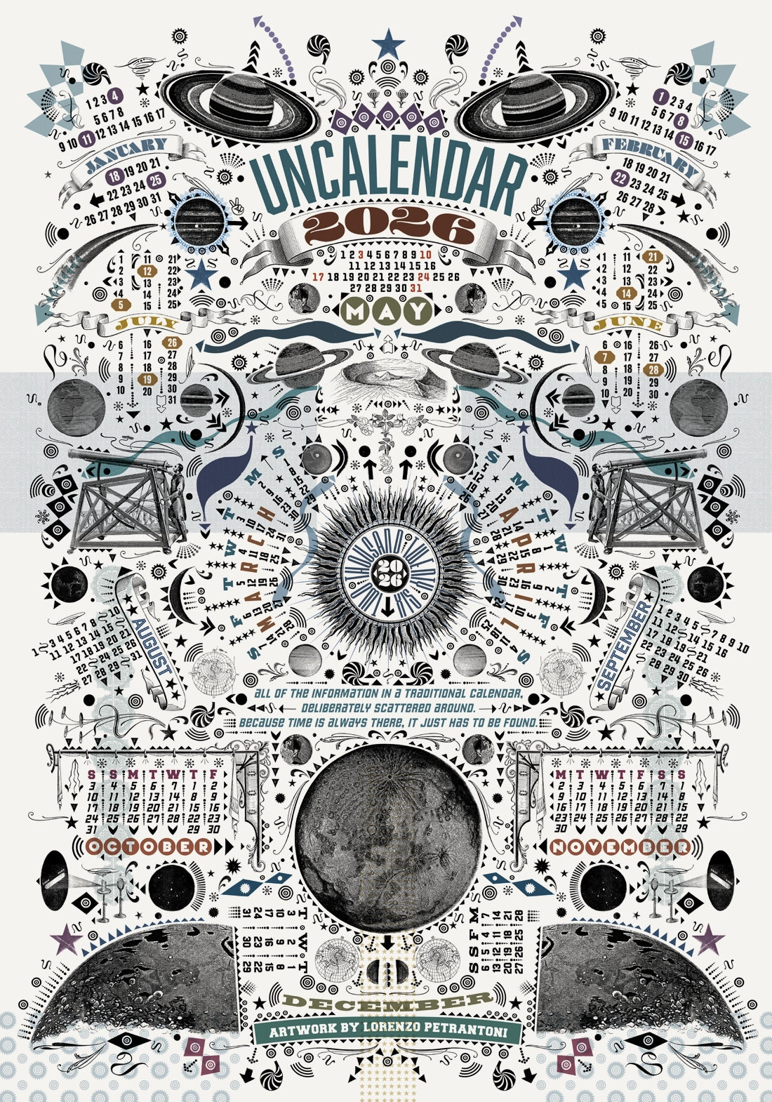Uncalendar 2026 White / Print – Lorenzo Petrantoni